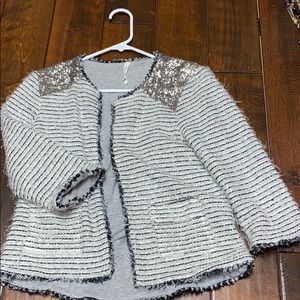 3/4 sleeve fuzzy jacket/blazer